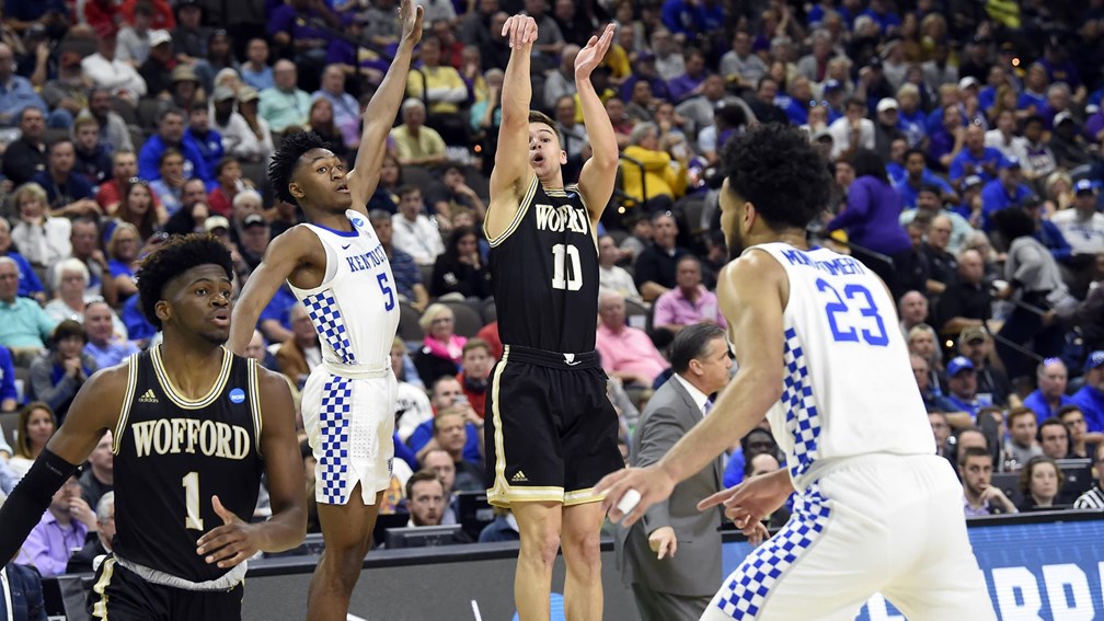 Wofford's Nathan Hoover posted 19 points against the Kentucky Wildcats in the second round of the 2019 NCAA tournament.