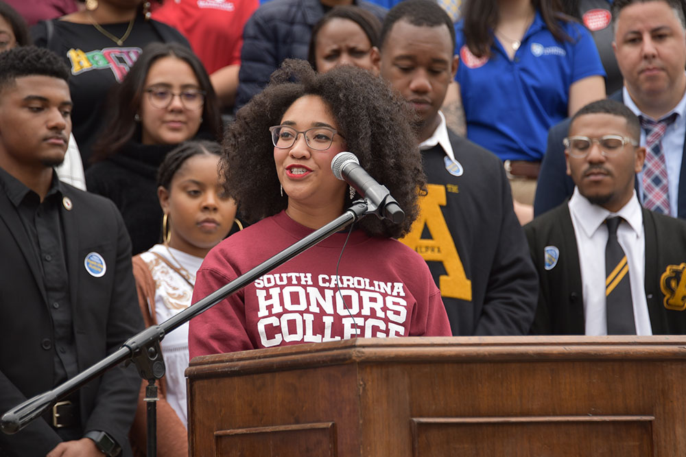UofSC junior Antonia Adams described the importance of need-based financial aid for her college education.