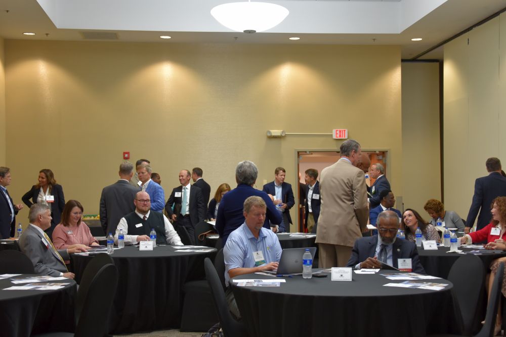 Trustees and college presidents meet and greet before the SCICU board business meeting Oct. 13 at Benedict College.
