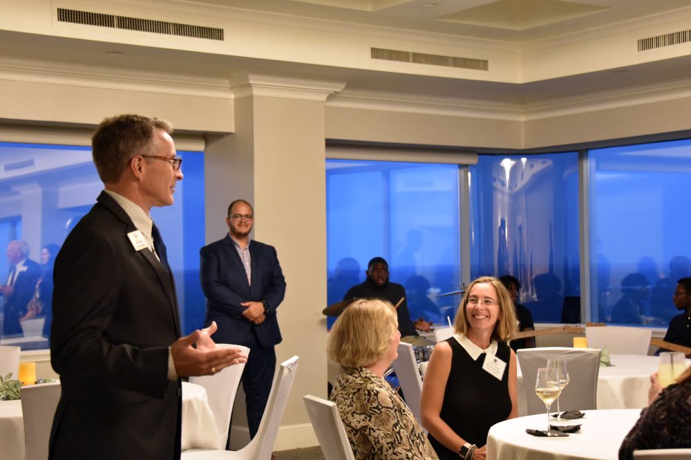 SCICU President and CEO Jeff Perez welcomes trustees and guests to the Oct. 12 Trustee Appreciation Reception held at the Capital City Club.