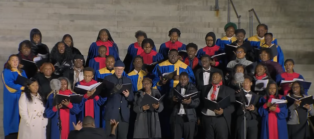 Claflin and Morris choir members perform in the 2022 S.C. Governor's Carolighting at the S.C. State House