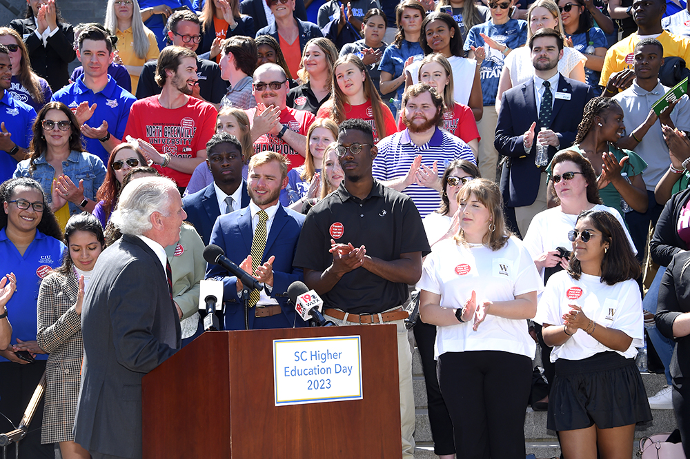 Gov. Henry McMaster addressed students from public and private colleges and universities at the second annual Joint Higher Education Day April 19 at the S.C. State House.
