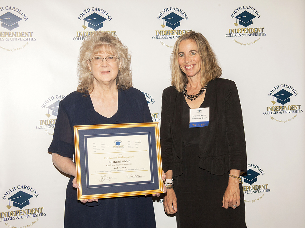 Charleston Southern University - 2023 SCICU Excellence In Teaching award winner is Dr. Melinda Walker.