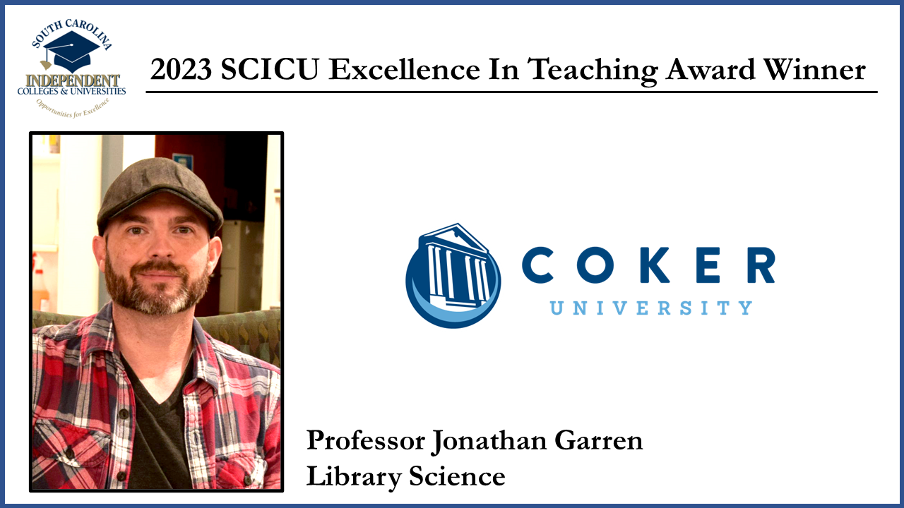Coker University 2023 SCICU Excellence In Teaching Award Winner - Professor Jonathan Garren