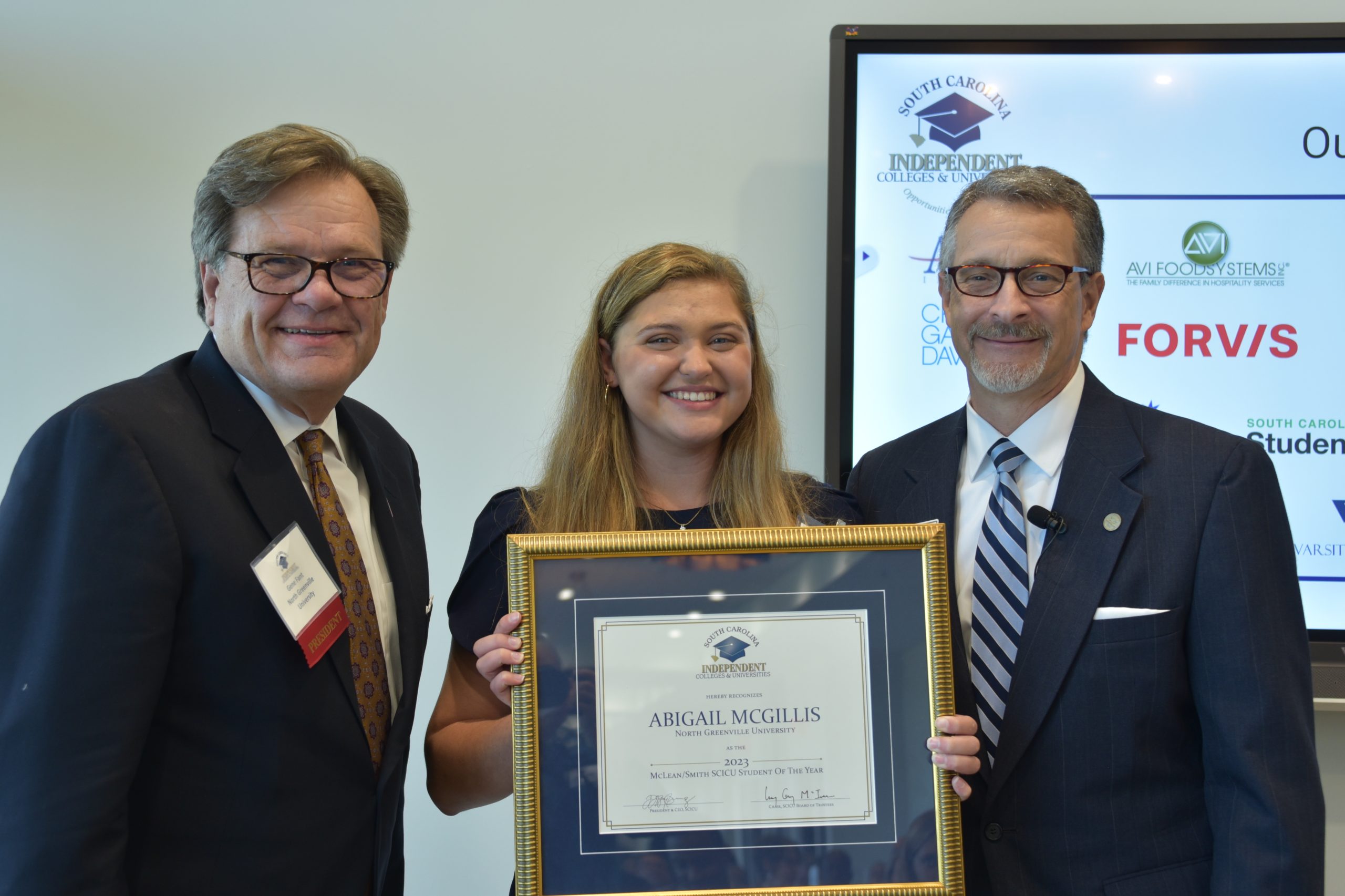 Abigail McGillis, a senior education major at North Greenville University, is the 2023 McLean-Smith SCICU Student of the Year.