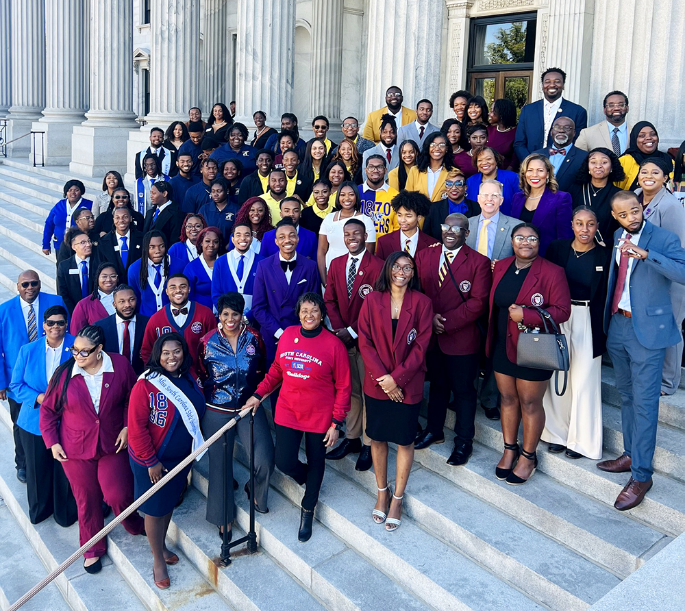 General Assembly members, HBCU presidents, and HBCU students kick off the 2024 S.C. HBCU Day celebration at the S.C. State House.