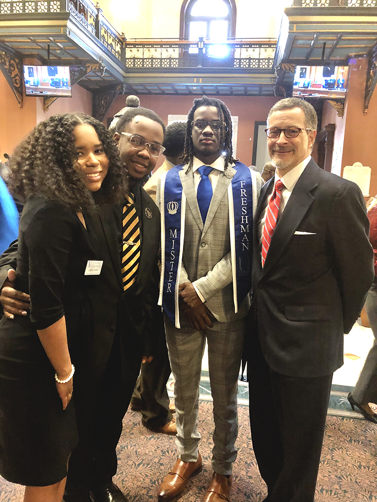 Voorhees University students and SCICU President Jeff Perez at the 2024 SC HBCU Day at the State House.