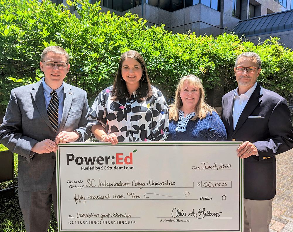 S.C. Independent Colleges and Universities (SCICU) is pleased to announce the receipt of a $50,000 grant from Power:Ed, the philanthropy of the S.C. Student Loan Corporation, that will provide completion grants for students at financial risk for dropping out of college.
