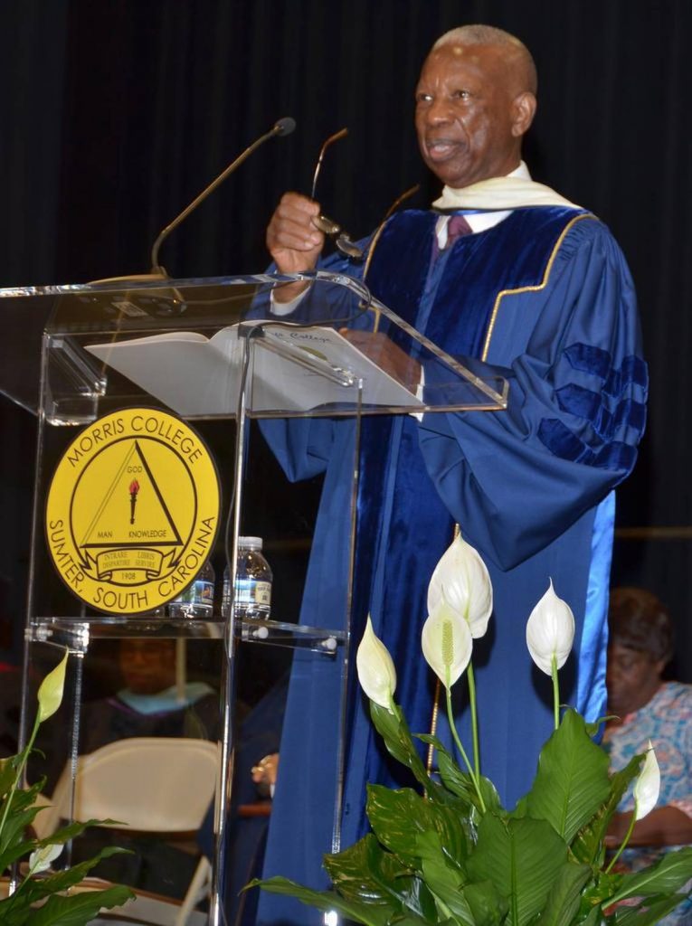 Dr. Luns C. Richardson presiding over 2017 Morris College graduation.