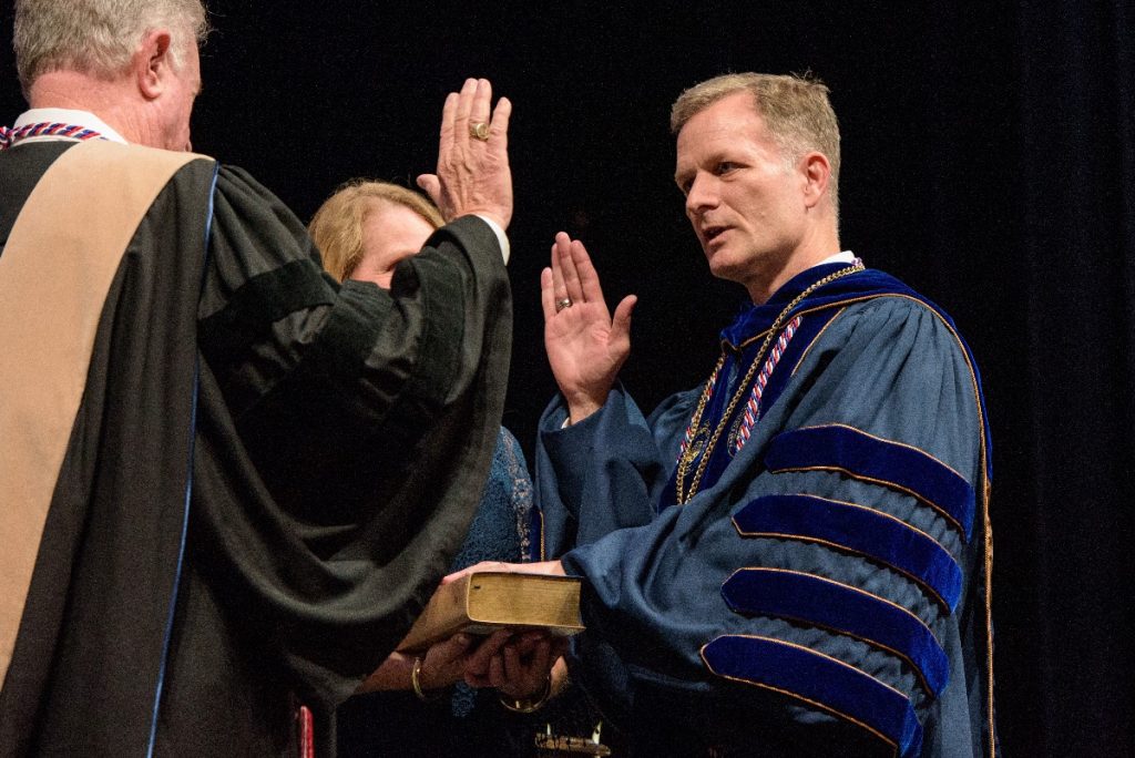 Dr. Dondi Costin was installed as Charleston Southern University's third president on October 29, 2018.
