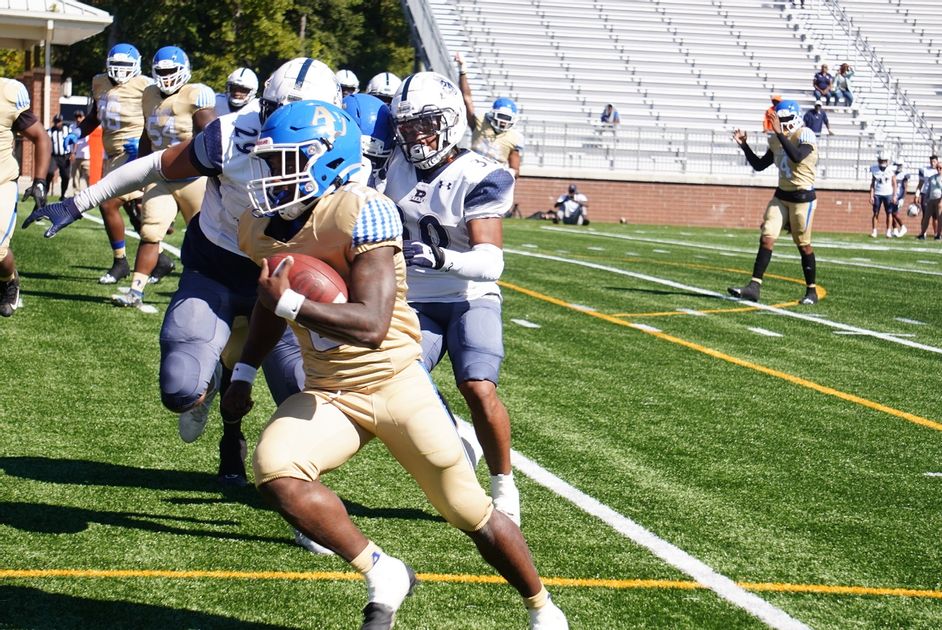 Homecoming 2022 -- AU Yellow Jacket RB Beau Herrington scored the first TD against Bluefield State with a six-yard run.