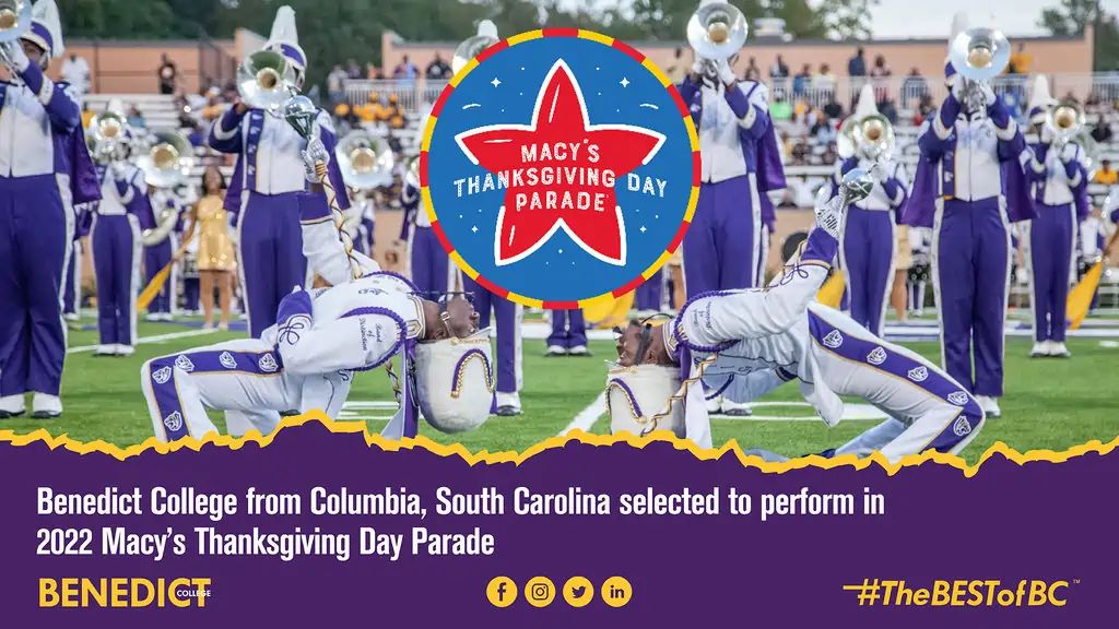 Benedict College Marching Tigers Band of Distinction to march in 2022 Macy's Day parade