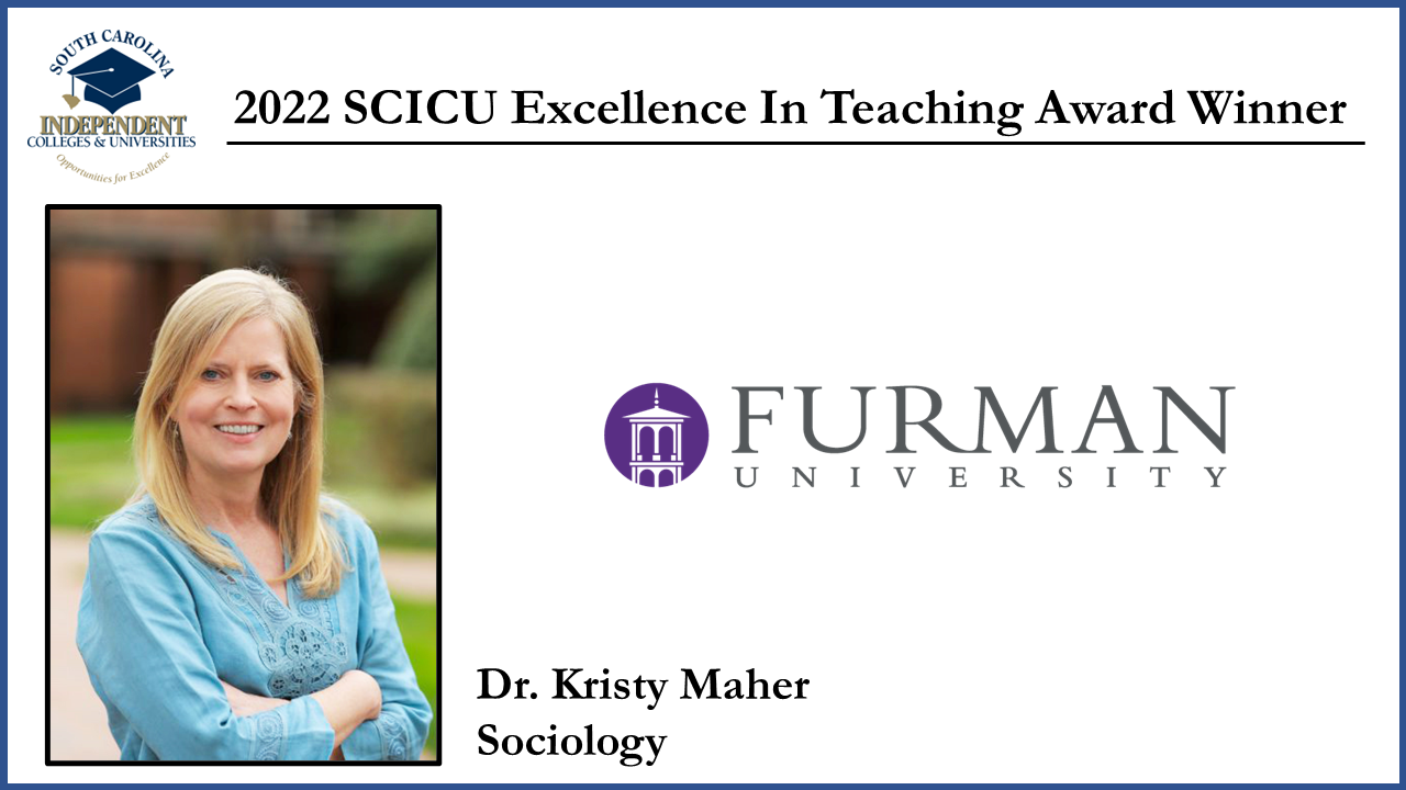 Furman University 2023 SCICU Excellence In Teaching Award Winner - Dr. Kristy Maher