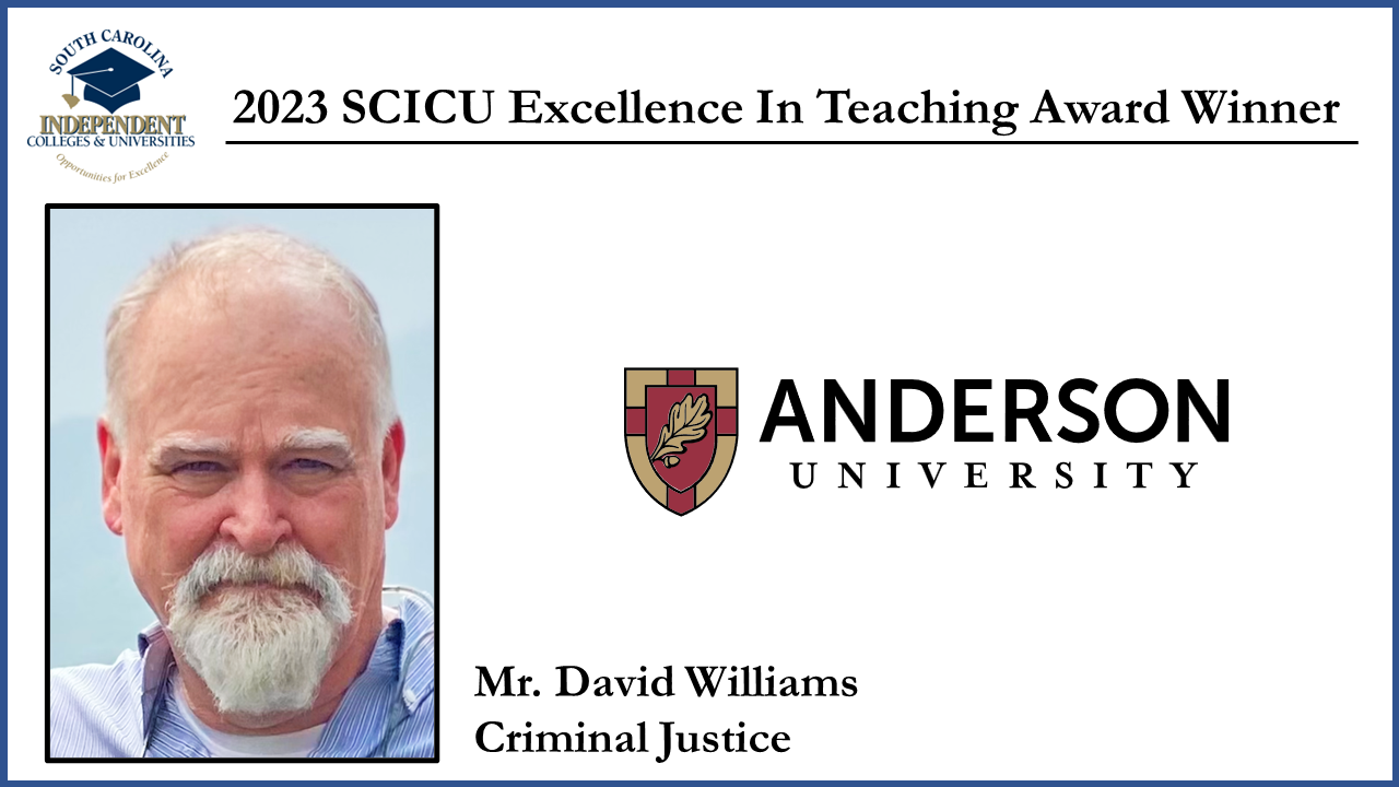 Anderson University 2023 SCICU Excellence In Teaching Award Winner - David Williams